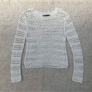 Theory White Crochet Knit Sweater – Size Small